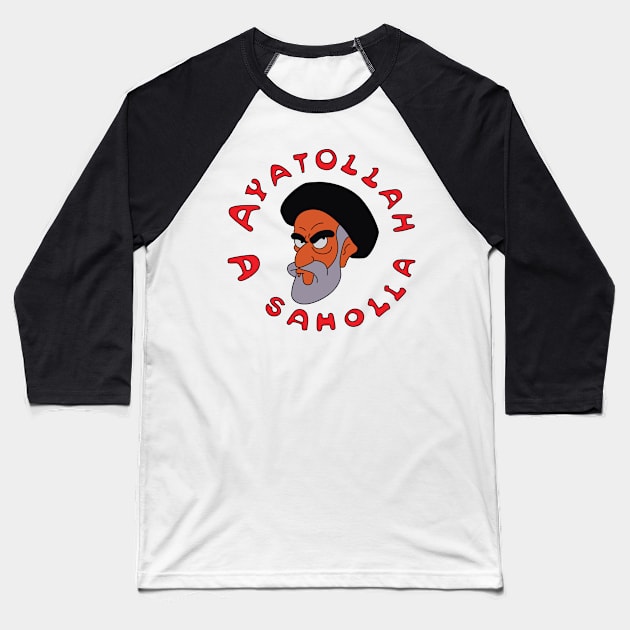 Ayatollah Asahola Baseball T-Shirt by saintpetty